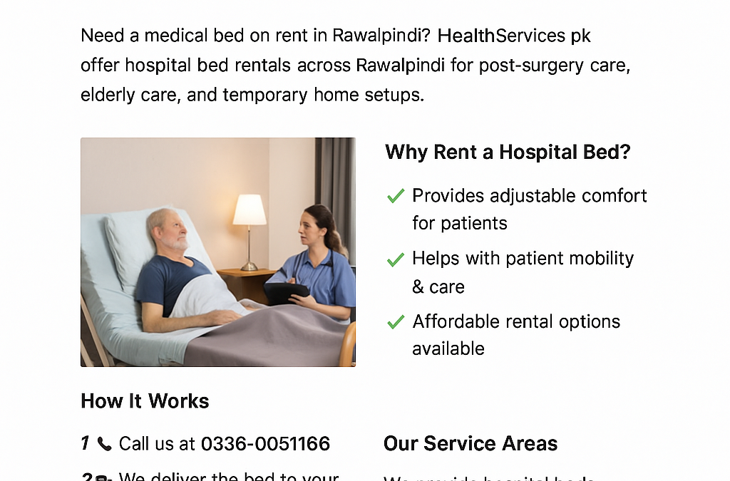 Medical Bed on Rent in Rawalpindi – Affordable Home Care Beds